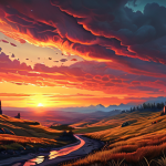 **Abstract sunset landscape, melancholic colors, digital painting.** (This is based on the user's initial example of exploring inspiration with AI.)
